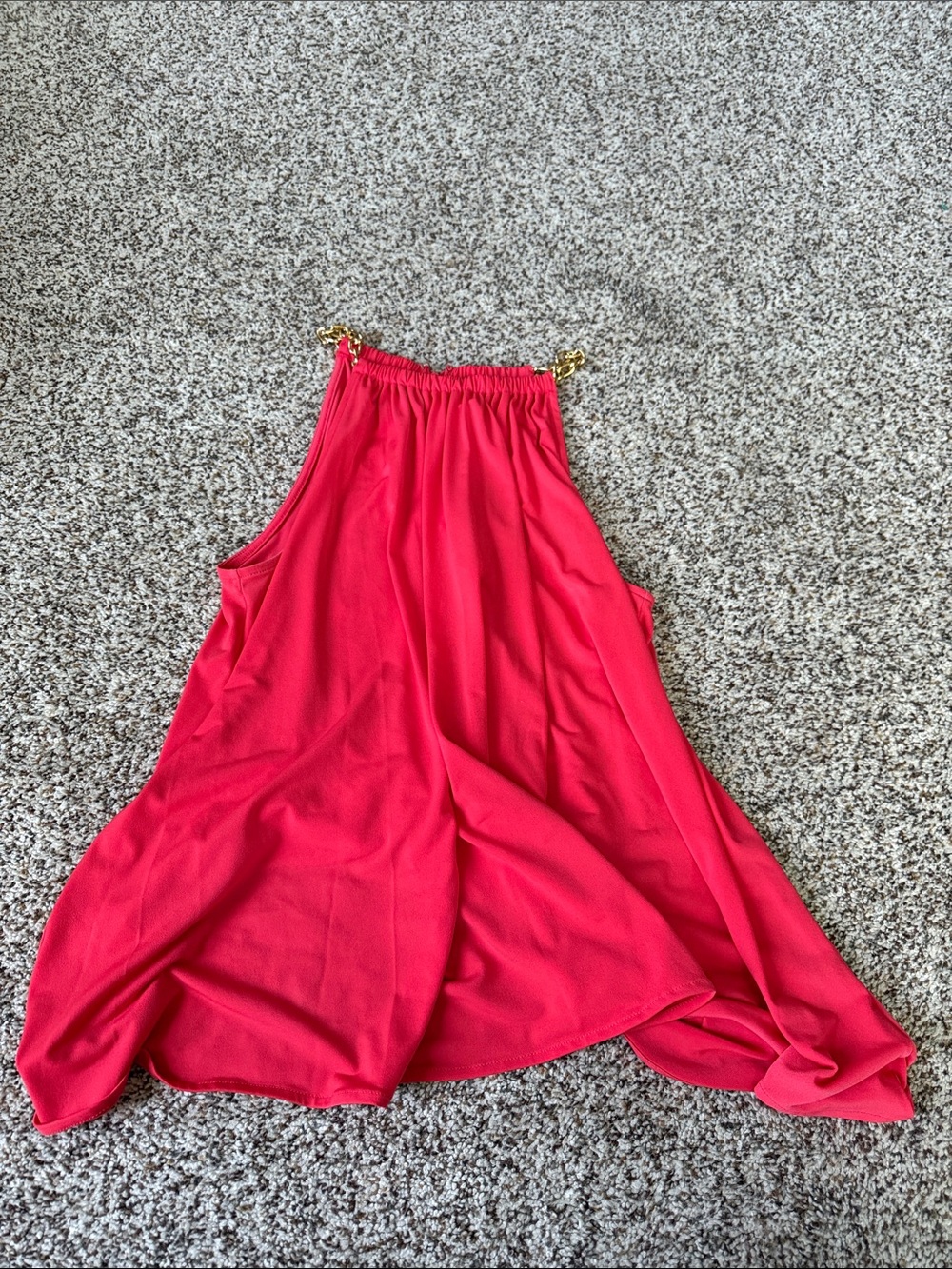 Red Halter top with Gold Chain Detail